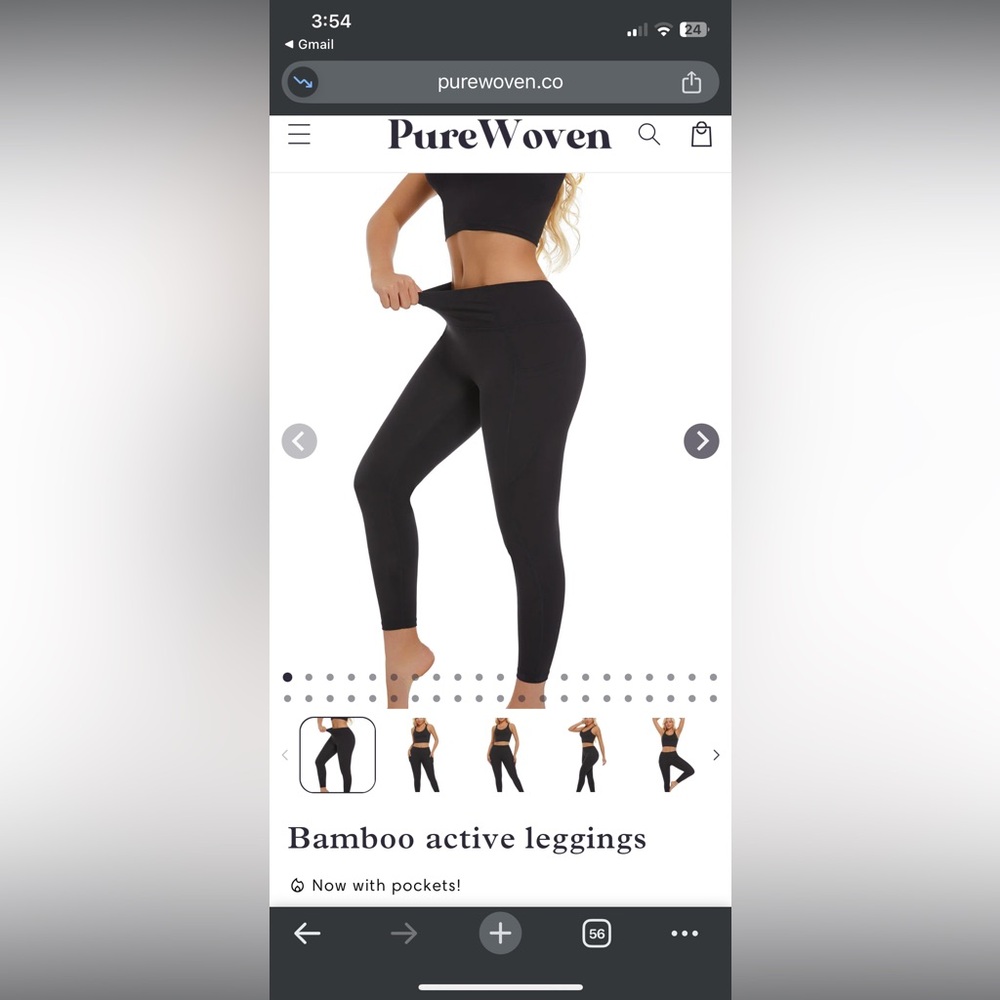 PureWoven Black Bamboo Active Leggings